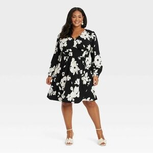 EUC Ava & Viv Women's Balloon Long Sleeve Corset Dress, Size 1X